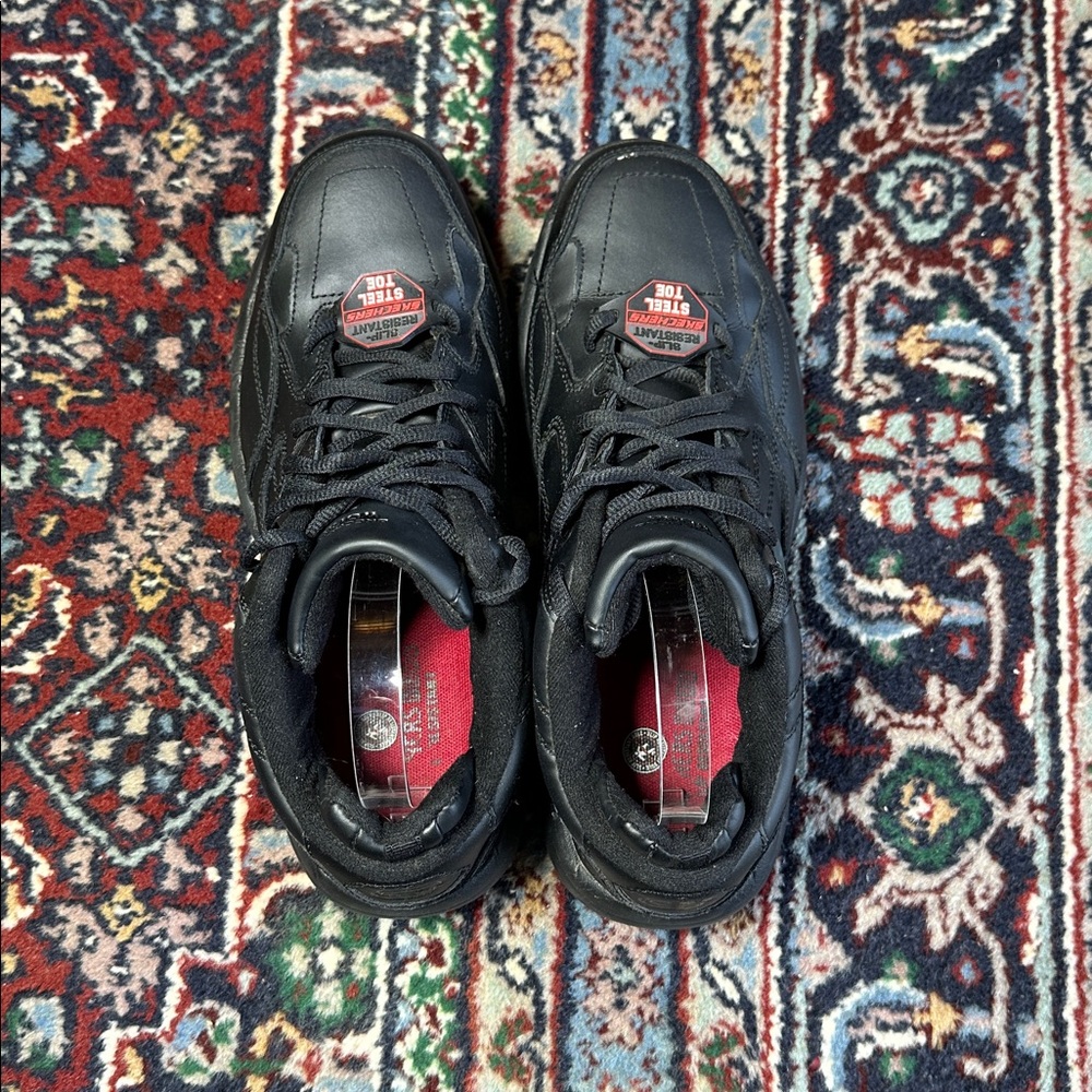 Skechers Keystone Black Leather Steel Toe Work Shoes Slip Resistant Men 9.5 - Picture 6 of 9